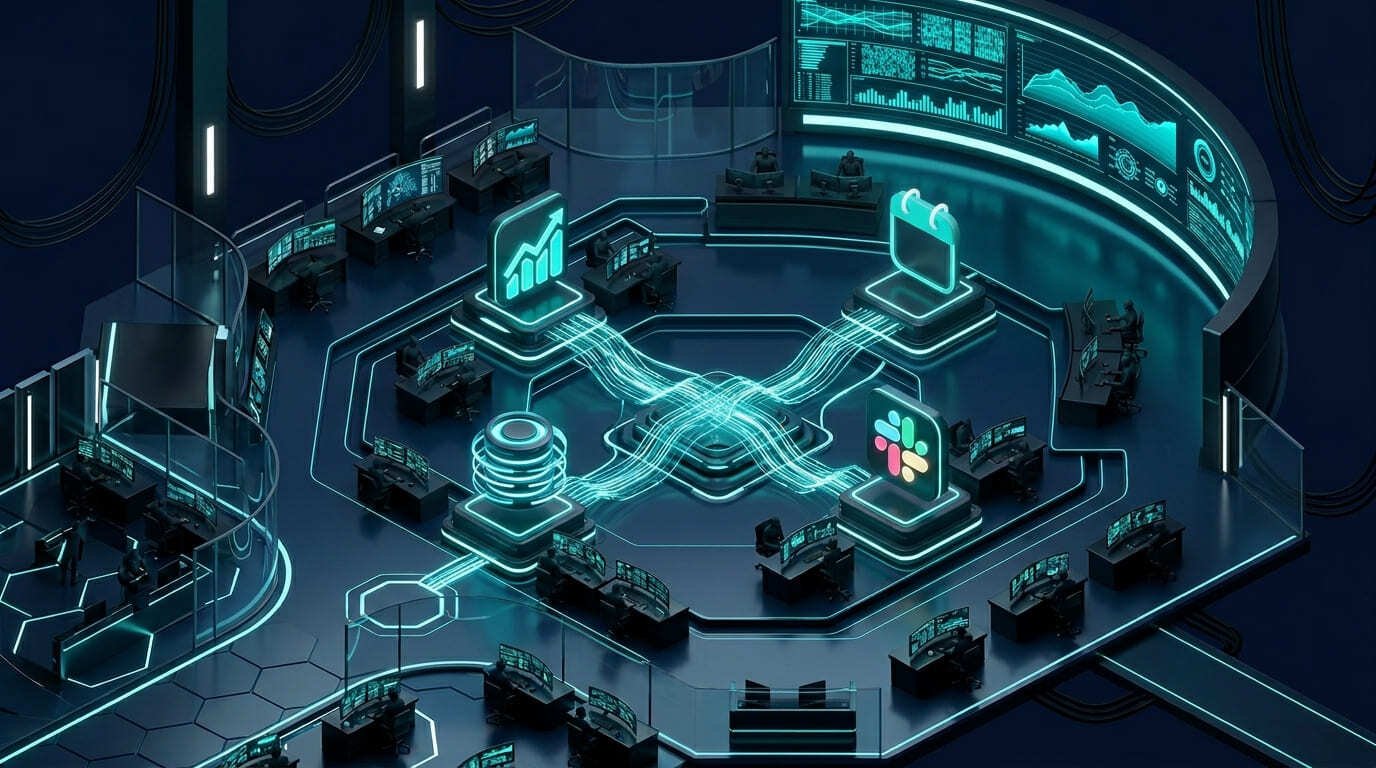 Model Context Protocol MCP enterprise AI architecture connecting business tools through universal protocol layer