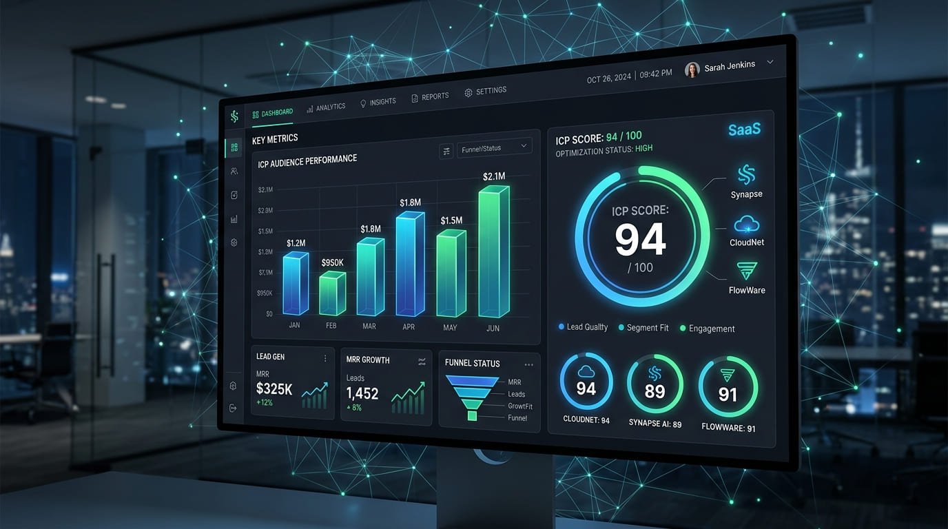 Avid services ICP scoring criteria dashboard showing AI-powered customer profile analysis for SaaS companies
