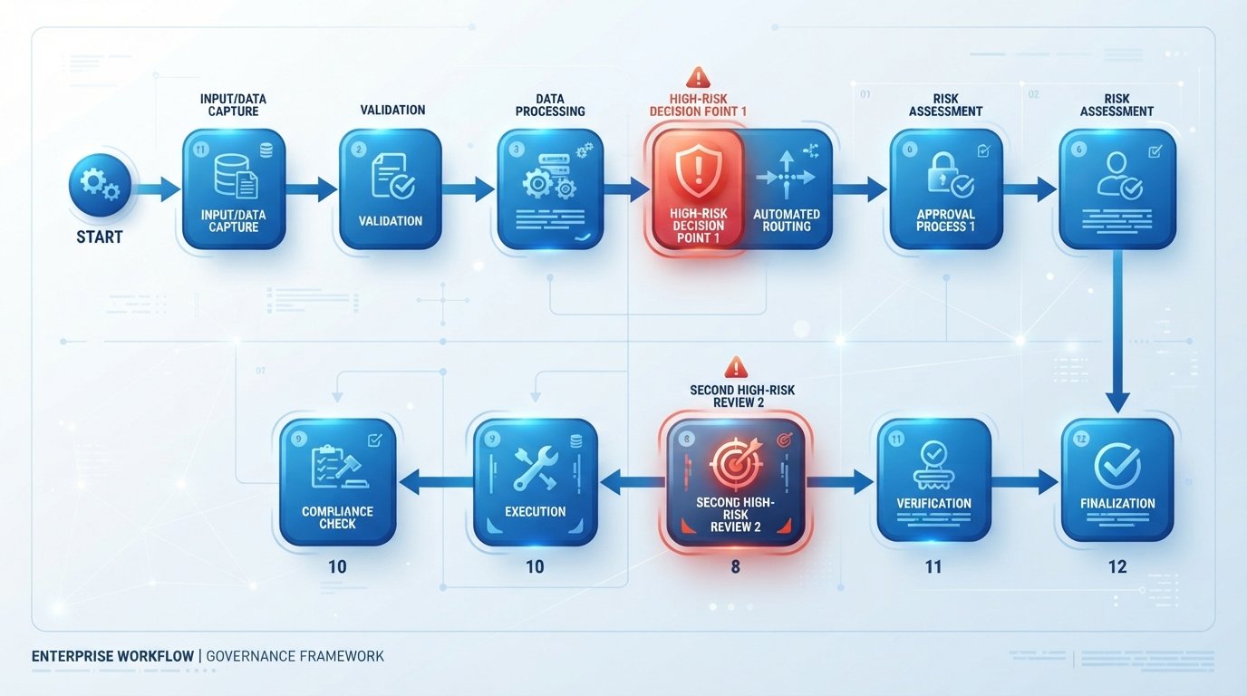 Agentic AI automation governance checkpoints across a multi-step automated workflow chain