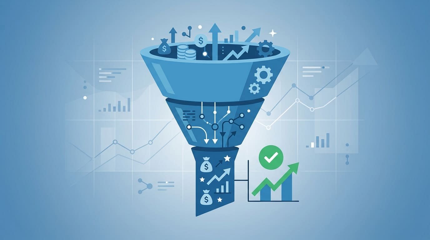 Generative AI value measurement funnel showing investment narrowing into measured SaaS business outcomes