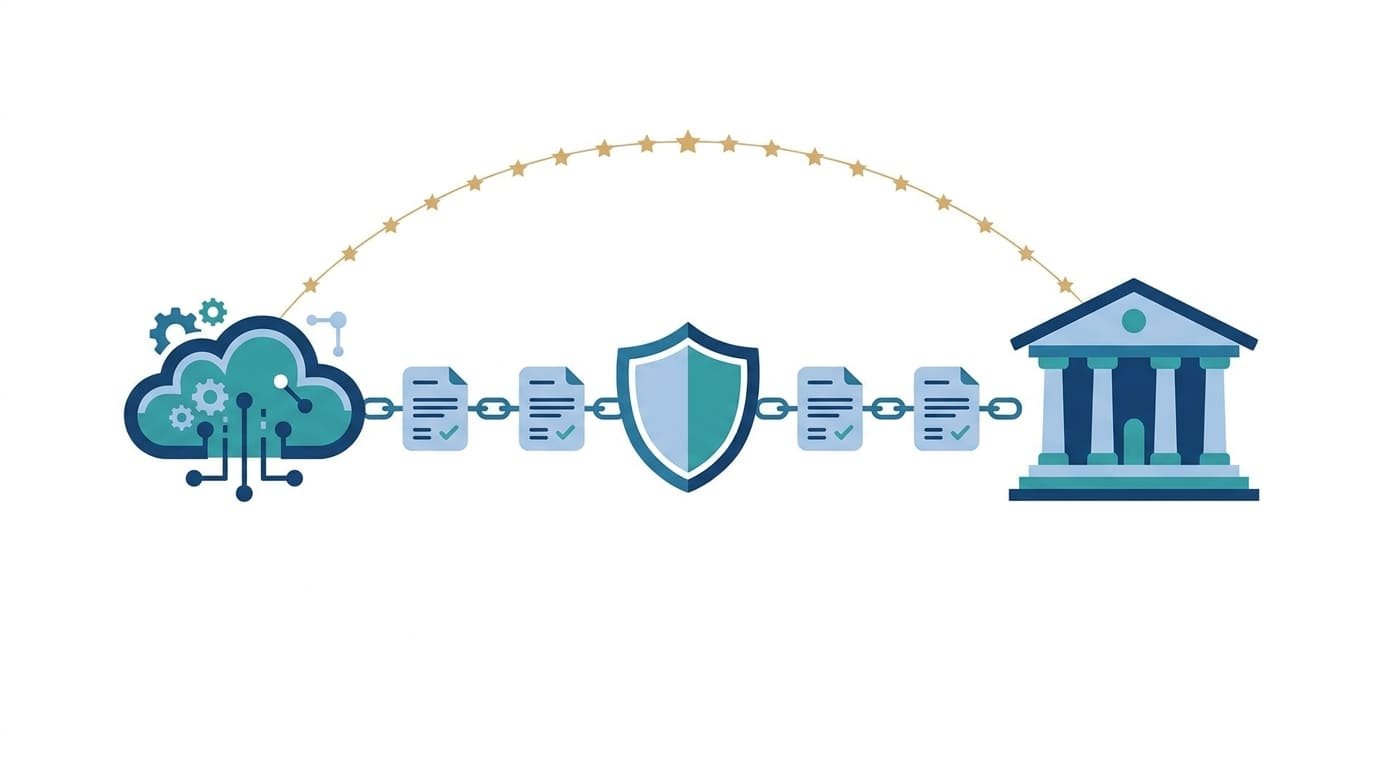 DORA addendum for SaaS diagram connecting a cloud software provider to a financial institution through contract clauses